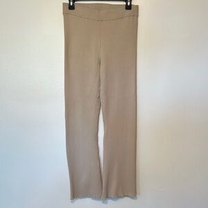 GOOD AMERICAN Beige Ribbed Knit Pants